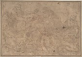 Lamentation over the Dead Christ, Anonymous, Italian, Roman-Bolognese, 17th century  Italian, Pen and brown ink, brush and brown wash, over red chalk on light brown paper