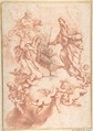 Saint Anne Received in Heaven by Christ and the Virgin, Luca Giordano  Italian, Red chalk on cream paper