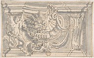 Drawing Showing Two Alternate Designs for an Ornamental Niche or Panel, Anonymous, Italian, Roman-Bolognese, 17th century  Italian, Pen and brown ink, brush and gray wash over black chalk