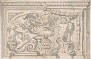 Alternate Panel Designs with Urn and Putto, Anonymous, Italian, 17th century  Italian, Pen and brown ink, brush and gray wash