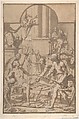 Martyrdom of Saint Lawrence, Anonymous, Italian, Roman-Bolognese, 17th century  Italian, Brush and brown wash, heightened with white gouache, over black chalk on light brown paper; framing lines in black chalk and brown wash