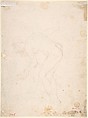 An Audience (recto); Sketch of a nude woman (verso), Anonymous, Italian, Roman-Bolognese, 17th century, Pen and brown ink, brush with blue-green wash, over black chalk? on light tan paper. Fragments of brown ink framing outlines at left, top, right edges