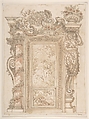 Designs for a Niche, Anonymous, Italian, Roman-Bolognese, 17th century  Italian, Pen and brown ink, brush with brown, green and pink wash, over black chalk