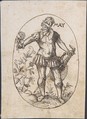 The Month of May: An Elegant Man Holding a Flower and Lute, Erasmus Hornick attributed to Netherlandish, Pen and black ink over black chalk