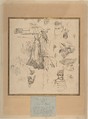 Sketch Sheet, Félicien Rops (Belgian, Namur 1833–1898 Essonnes), Pen and black ink