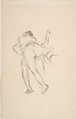 Study of two figures, one lunging at the other, Félicien Rops (Belgian, Namur 1833–1898 Essonnes), graphite