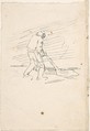 Study of a man pushing a plow, Félicien Rops Belgian, Pen and black ink