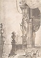 Roman Capriccio with Terrace, Anonymous, Italian, 17th or 18th century  Italian, Pen and brown ink, brush and gray-brown wash, over black chalk or graphite