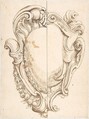 Study with Two Alternate Designs for a Cartouche, Anonymous, Italian, 19th century  Italian, Pen and brown ink over black chalk or graphite