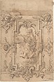 Wall Design with Flying Putto, Anonymous, Italian, 17th or 18th century  Italian, Pen and brown ink, brush and brown wash