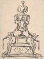 Tomb Monument with Skeletons, Anonymous, Italian, 17th century Italian, Pen and brown ink, over graphite underdrawing