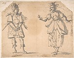 Drawings for Two Masquerade or Ballet Costumes ('Sospiri' and 'Baci'), Giovanni Battista Paggi  Italian, Pen and ink, brush and gray wash
