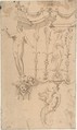 Studies for Grotesque Decorations (Recto); Small Sketches and Writing (Verso), Anonymous, Italian, 17th century, Pen and brown ink (recto and verso)