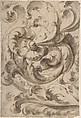 Acanthus Scroll, Anonymous, Italian, 17th century  Italian, Brush and gray-brown wash, over graphite