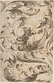 Overall Pattern of Acanthus Scrolls, Anonymous, Italian, 17th century  Italian, Brush and gray-brown wash, over graphite