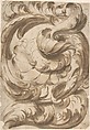 Acanthus Scroll with Rosette, Anonymous, Italian, 17th century  Italian, Brush and brown wash, over graphite
