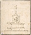 Project for a Fountain, Anonymous, Italian, 16th to 17th century  Italian, Pen and brown ink, over graphite and ruled construction