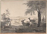 View of Dyrehaven, Johan Thomas Lundbye Danish, Pen and brown and gray ink, gray wash, over a light sketch in graphite; framing line in pen and brown ink, by the artist