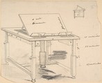 Project for a work table, Félicien Rops Belgian, Graphite with brown ink