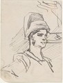 Study of Head and Shoulders of Woman with Headdress, Félicien Rops Belgian, Pen and ink on paper