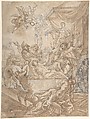 The Maryrdom of Saint Lawrence, Rombout Eynhoudts Dutch, Pen and brown and black ink, white gouache, over a sketch in black and red chalk