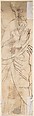 Design for A Female Term Carrying a Vase (recto); Sketch of Draped Male (verso), Anonymous, Italian, 17th century, Pen and brown ink, brush and brown wash, over red chalk (recto); pen and brown ink (verso)