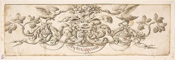 Design for a Vignette Accompanying a Publication on the Greek Alphabet, Stefano della Bella  Italian, Pen and brown ink