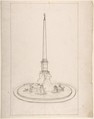 Fountain with Obelisk, Anonymous, Italian, 18th to 19th century  Italian, Pen and brown ink, over graphite underdrawing and ruled construction; framing outline in pen and brown ink