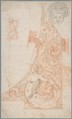 Frame Design with Antique Design, and other sketches, Anonymous, Italian, 17th century  Italian, Red chalk and graphite