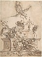 Catafalque for funeral in Pisa, Anonymous, Italian, 17th century  Italian, Pencil, pen and ink washes