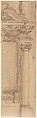 Right Half of Wall Monument Design with Urn Above, Anonymous, Italian, 17th century Italian, Pen and brown ink, brush and brown wash