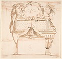 Wall Tomb with Putti, Anonymous, Italian, 17th century Italian, Point of brush and brown wash, over red chalk