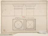 Architectural Perspective Study Showing Two Column Bases (recto); Architectural Perspective Study Showing Column Capital and a Measurement Key (verso), Anonymous, Italian, 17th century, Pen and brown and red ink, over graphite ruled construction