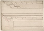 Architectural Study, Anonymous, Italian, 17th century Italian, Pen and dark brown ink, pen and red ink, over ruled construction in graphite