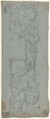 Design for a Vertical Panel, Anonymous, Italian, 17th century  Italian, Black chalk on blue paper