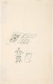 Study of Patin (recto); Sketch of an Open Book, "Compendium Maleficarum" (verso), Félicien Rops (Belgian, Namur 1833–1898 Essonnes), Pen and ink on paper