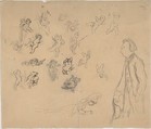 Sheet with putti and several figures, Félicien Rops (Belgian, Namur 1833–1898 Essonnes), Pen and ink and graphite
