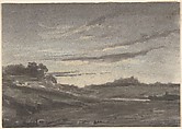 Coastal Landscape, Anton Melbye Danish, Black chalk, colored chalks