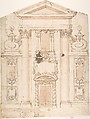 Project for a Church Façade, Anonymous, Italian, 17th century  Italian, Pen and brown ink, washed, and tinted with pink
