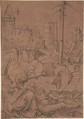 Samson and Delilah, Albrecht Altdorfer (German, Regensburg ca. 1480–1538 Regensburg), Pen and black ink with white heightening
