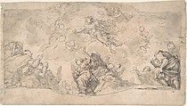 The Ascension of Christ, Hans Georg Asam (German, Rott am Inn 1649–1711 Sulzbach), Pen and brown ink, gray wash
