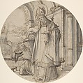Saintly Prelate Distributing Alms, Christoph Amberger German, Pen and brown ink and gray wash