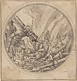 The Emperor Maxentius Ordering the Burning of the Fifty Wise Men..., Albrecht Altdorfer German, Pen and brown ink, brush and gray wash, over black chalk; framing lines in pen and black ink
