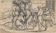 The Return of the Prodigal Son, Sebald Beham German, Pen and black ink, gray wash