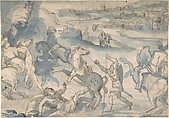 The Conversion of St. Paul, Melchior Bocksberger  Austrian, Pen and brown ink, brush and blue watercolor