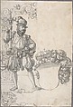 Design for Stained Glass: A Halbardier by an Unfinished Coat of Arms, Hans Jakob Plepp  Swiss, Pen and black ink and gray wash