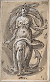 Standing Female Figure with an Anchor (Spes), Hinrich Degener (German, Hamburg, ca. 1615/16), Pen and brown ink, gray wash, heightened with white