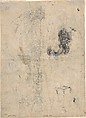 Design for an Elaborate Fountain Surmounted by a Statue of St. Christopher; verso: Studies of Architectural Details, Wendel Dietterlin, the Elder (German, Pfullendorf 1550/51–ca. 1599 Strasbourg), Pen and black ink, brush and gray wash; verso: black chalk and pen and black ink