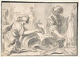 Market Scene, Matthäus Gundelach (German, Hessen ca. 1566–1653/4 Augsburg), Pen and brown ink, gray wash, over a sketch in black and red chalk