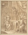 Historical Scene: Study for an Engraving, Anonymous, Italian, 18th century  Italian, Pen and brown ink